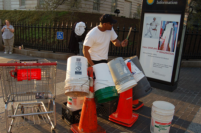 Drummer outside Washington Wizards stadium