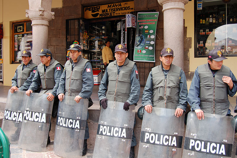 Riot police in Cuzco