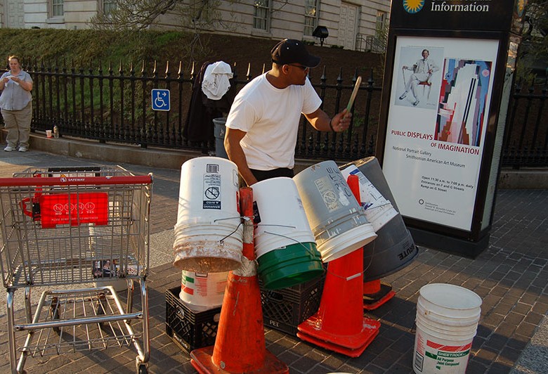 Drummer outside Washington Wizards stadium